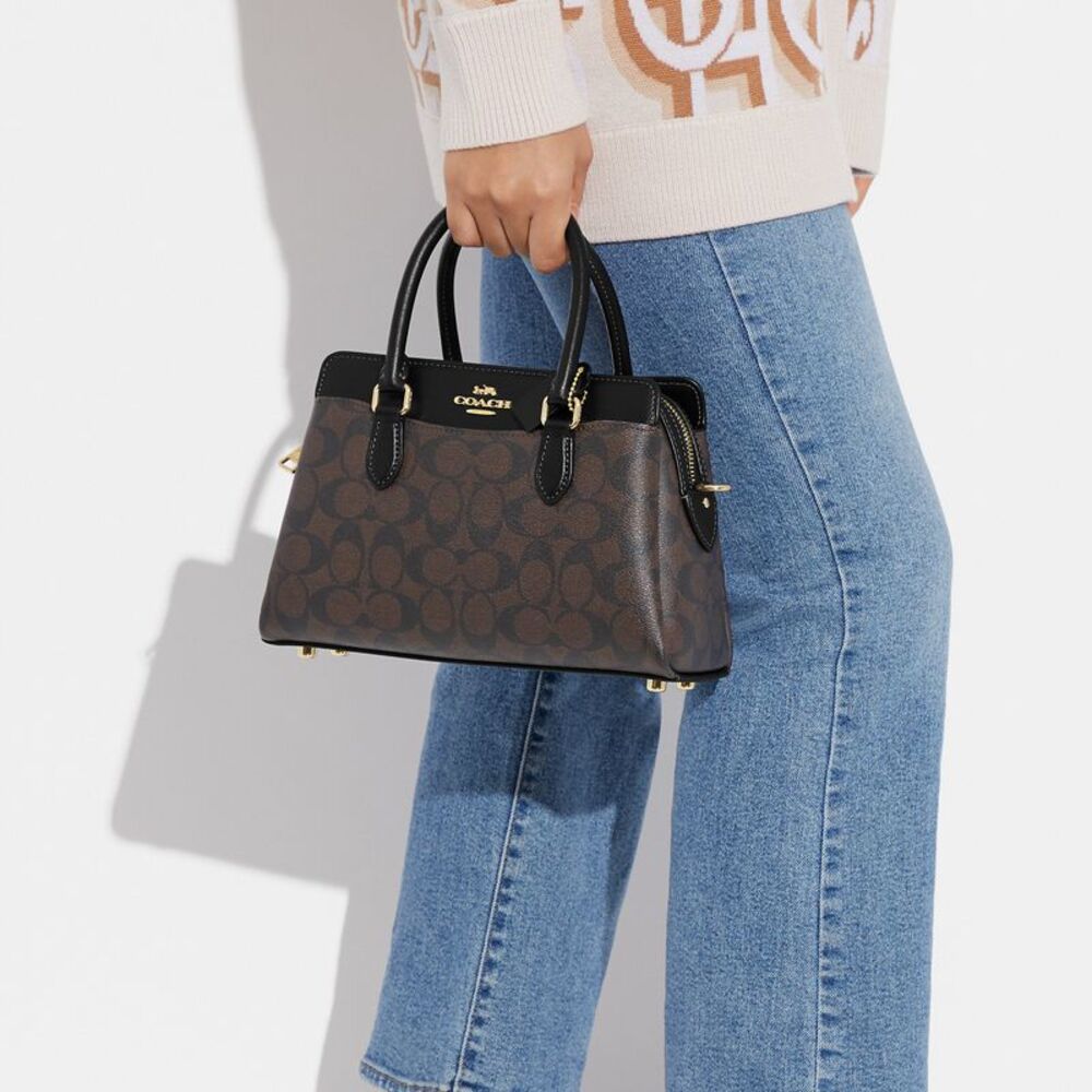 NWT Coach Outlet Mini Darcie Carryall Bag In Signature Canvas - Picture 5 of 6